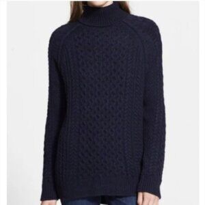 Vince Navy Blue Merino Wool Alpaca Blend Turtleneck Sweater XS